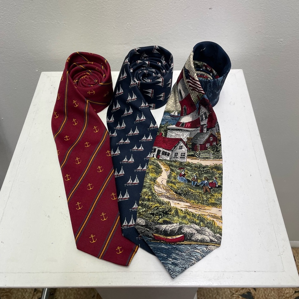 Classic Nautical Ties Set - Red, Navy, Multicolor